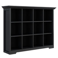 BÜCHERREGAL mit Sockel 12 Fächer Schwarz 127 x 99 cm - Schwarz, Holzwerkstoff (127/99/34cm)