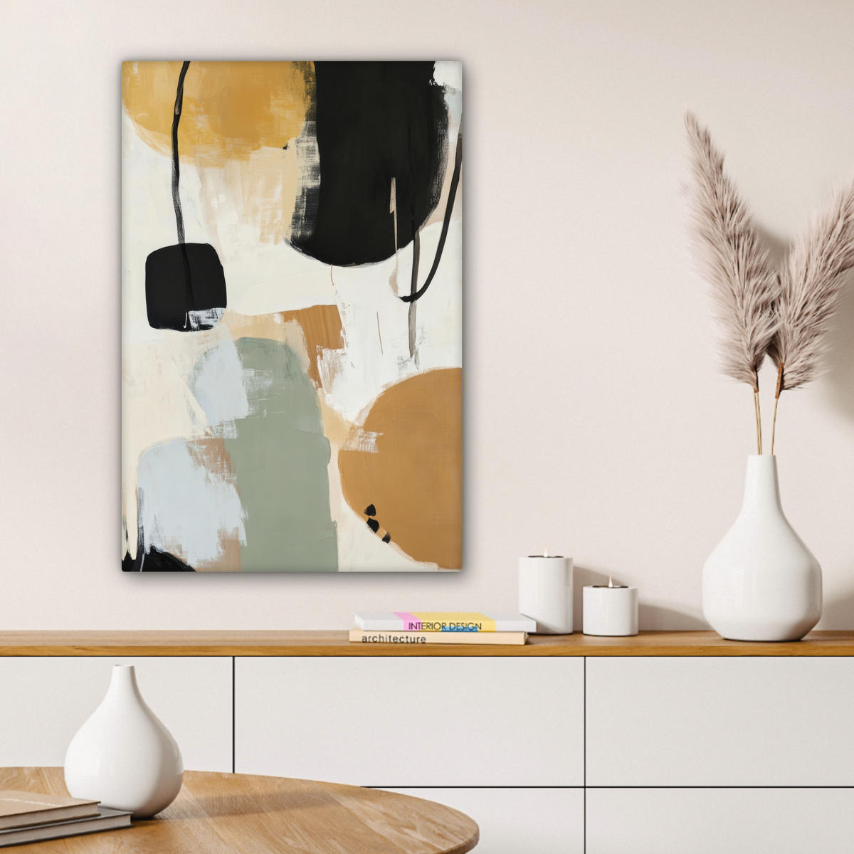 LEINWANDBILD Farbe - Abstrakt - Farben 40x60 cm - Currygelb, Textil (40/60cm) - MuchoWow