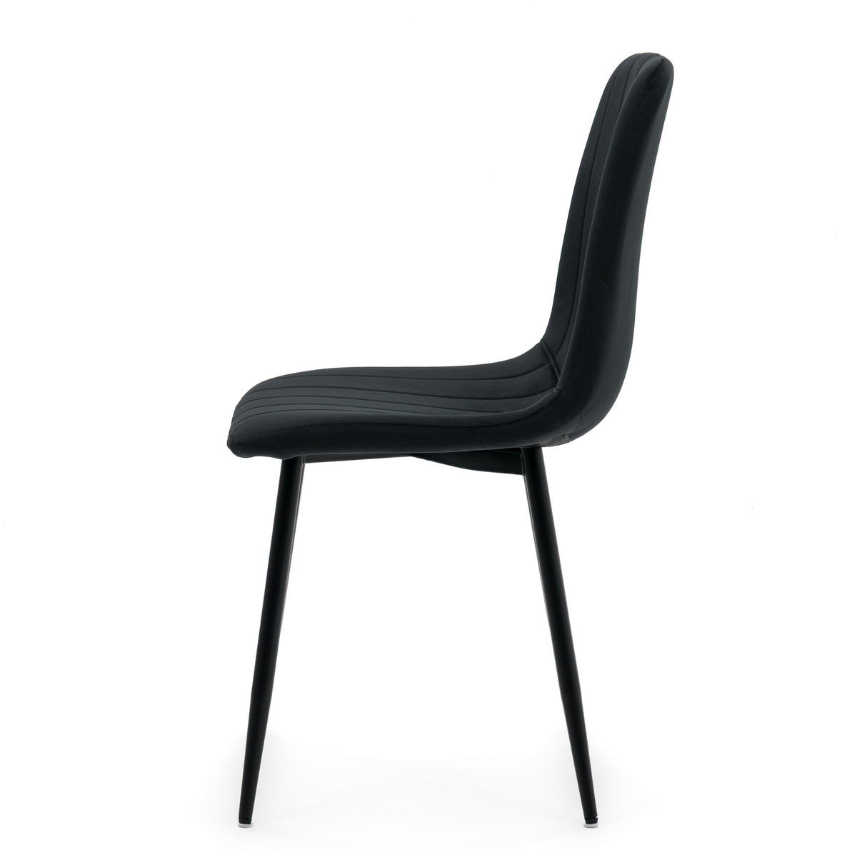 STUHL GELA gepolstert mit Steppung - schwarz - Samt Velours - Schwarz, Textil/Metall (45/89/53cm) - NEW HOME