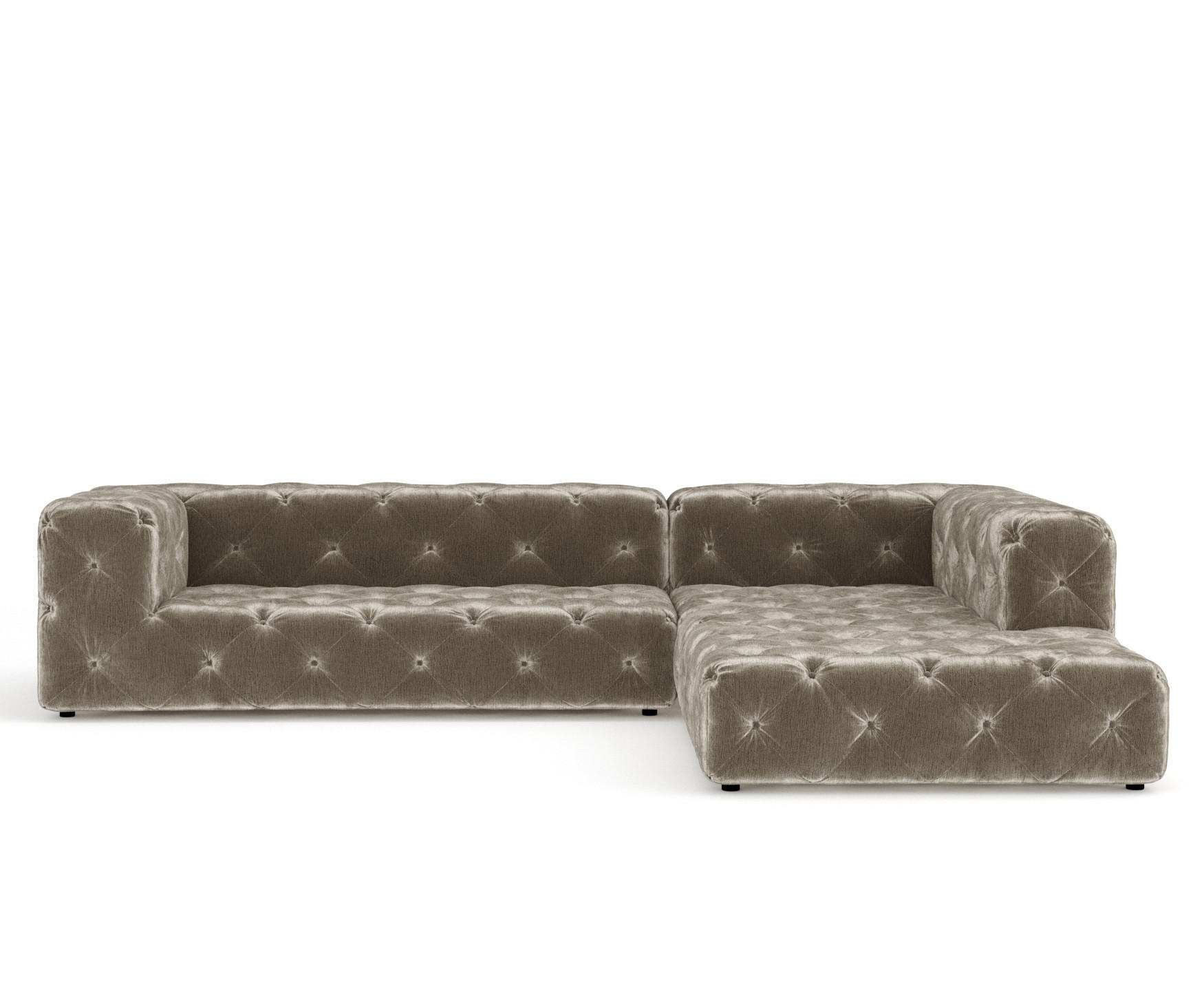 ECKSOFA Cosimo Beige Chenille - Beige/Schwarz, Holz/Holzwerkstoff (325/228cm) - Maison de Reve