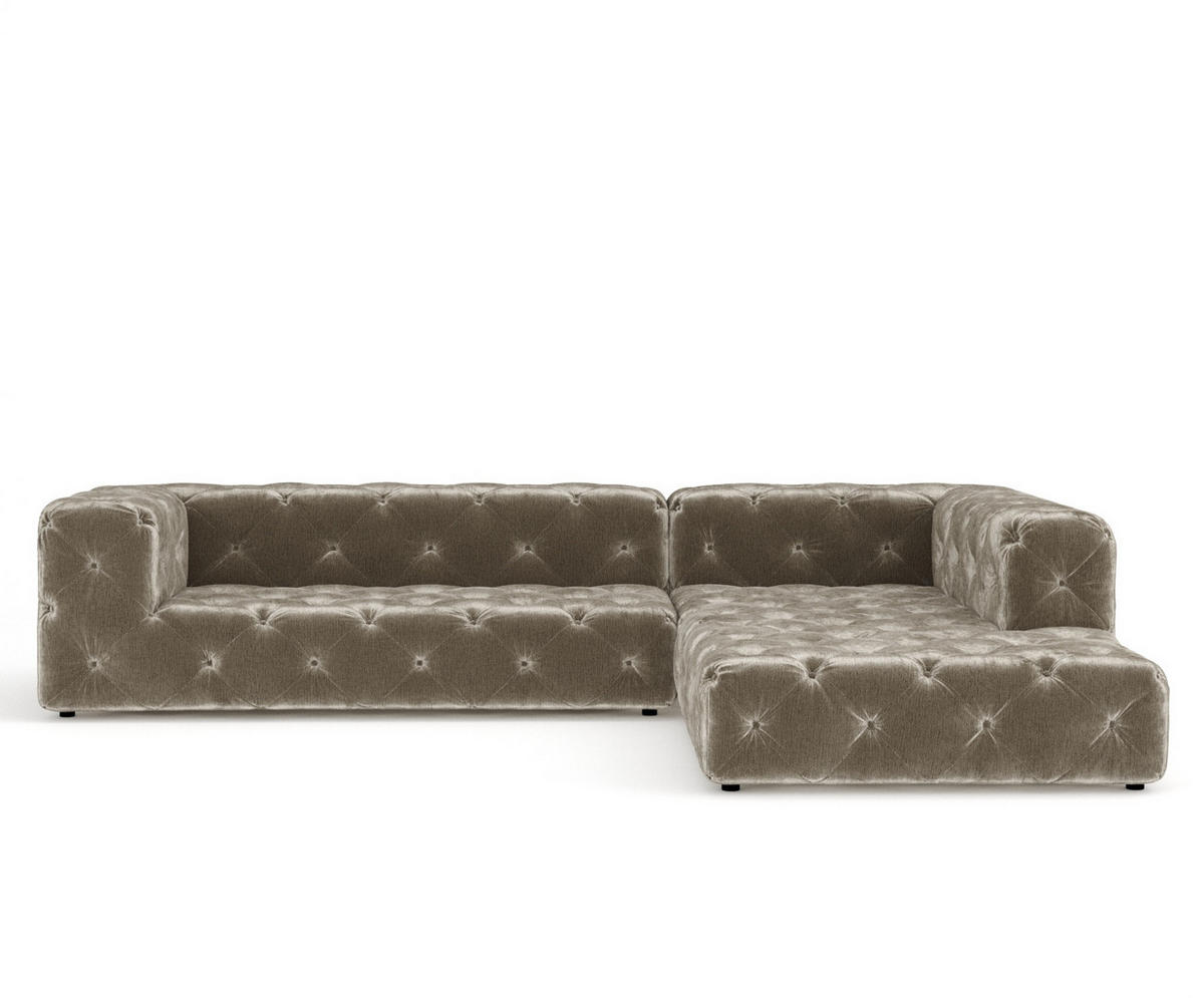 ECKSOFA Cosimo Beige Chenille - Beige/Schwarz, Holz/Holzwerkstoff (325/228cm) - Maison de Reve