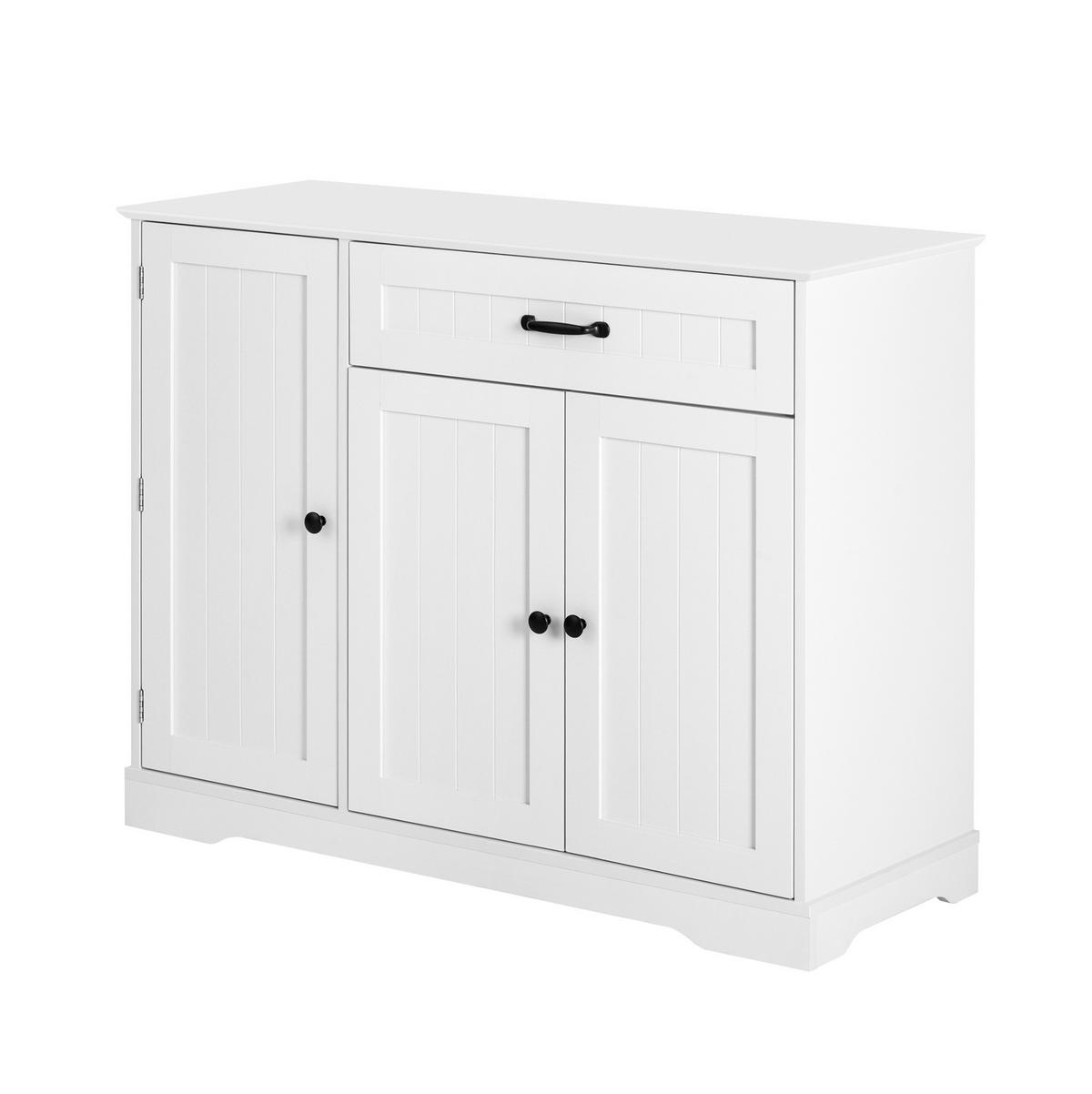 SIDEBOARD in Weiß mit 3 Türen, 1 Schublade und verstellbaren Einlegeböden,107/83.4/40 cm - Weiß, Holzwerkstoff (107/83.4/40cm) - Flora Grace