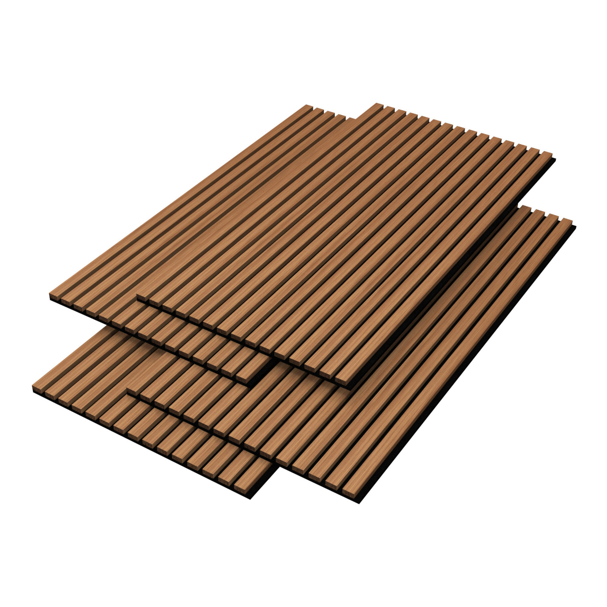 AKUSTIK WANDPANEEL-SET Vang 4-TLG. III. - Teakfarben, Holzwerkstoff/Kunststoff (60/120/2.1cm) - NEU.HOLZ
