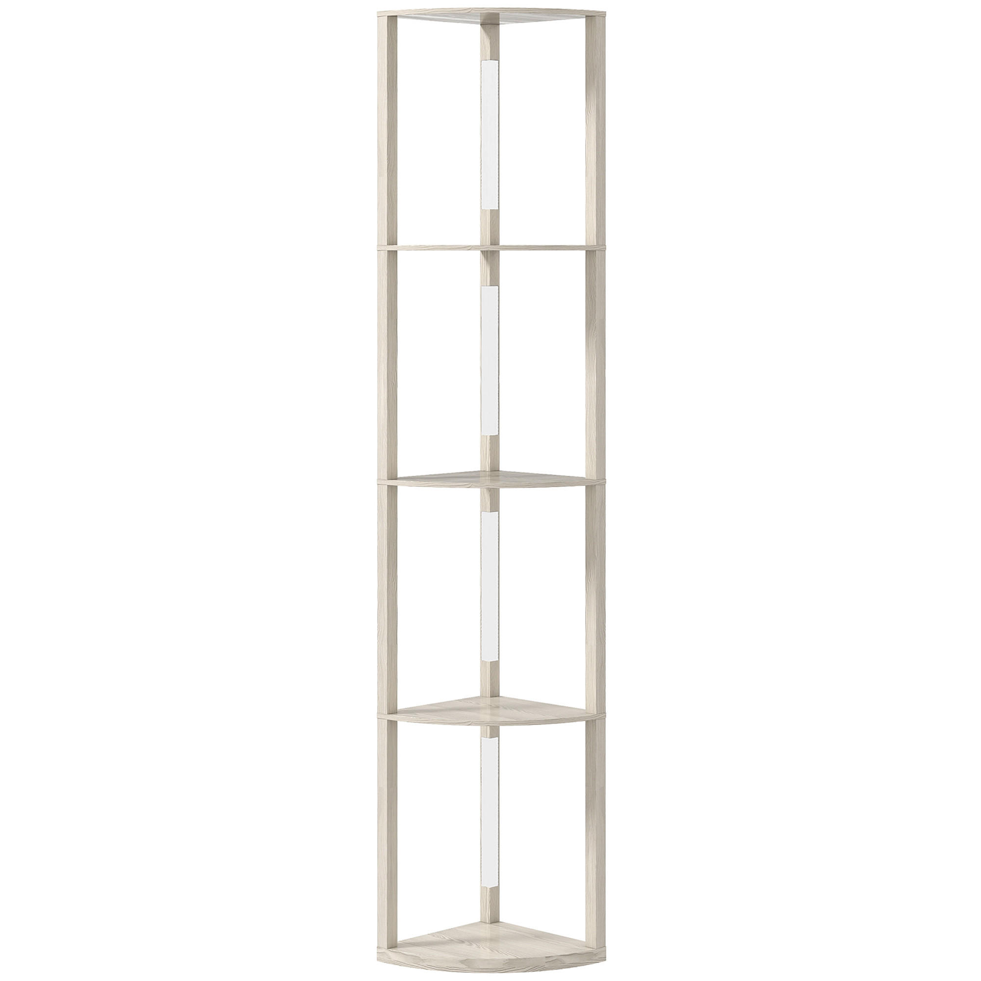 STÅLAMP med 4 hyllor, E27-sockel, 24 W - Ekfärgad, Träbaserade material (41/29.5/163.5cm) - HOMCOM