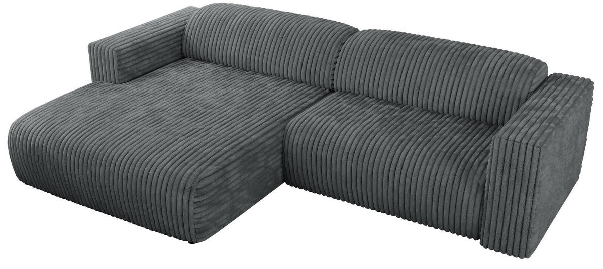 ECKSOFA PASADENA Dunkelgrau Cord - Links Seite - Dunkelgrau/Schwarz, Kunststoff/Textil (288/180cm) - MKS
