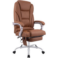 CHEFSESSEL Echtleder Hellbraun - Chromfarben/Hellbraun, Leder/Metall (69/118/64cm) - CLP