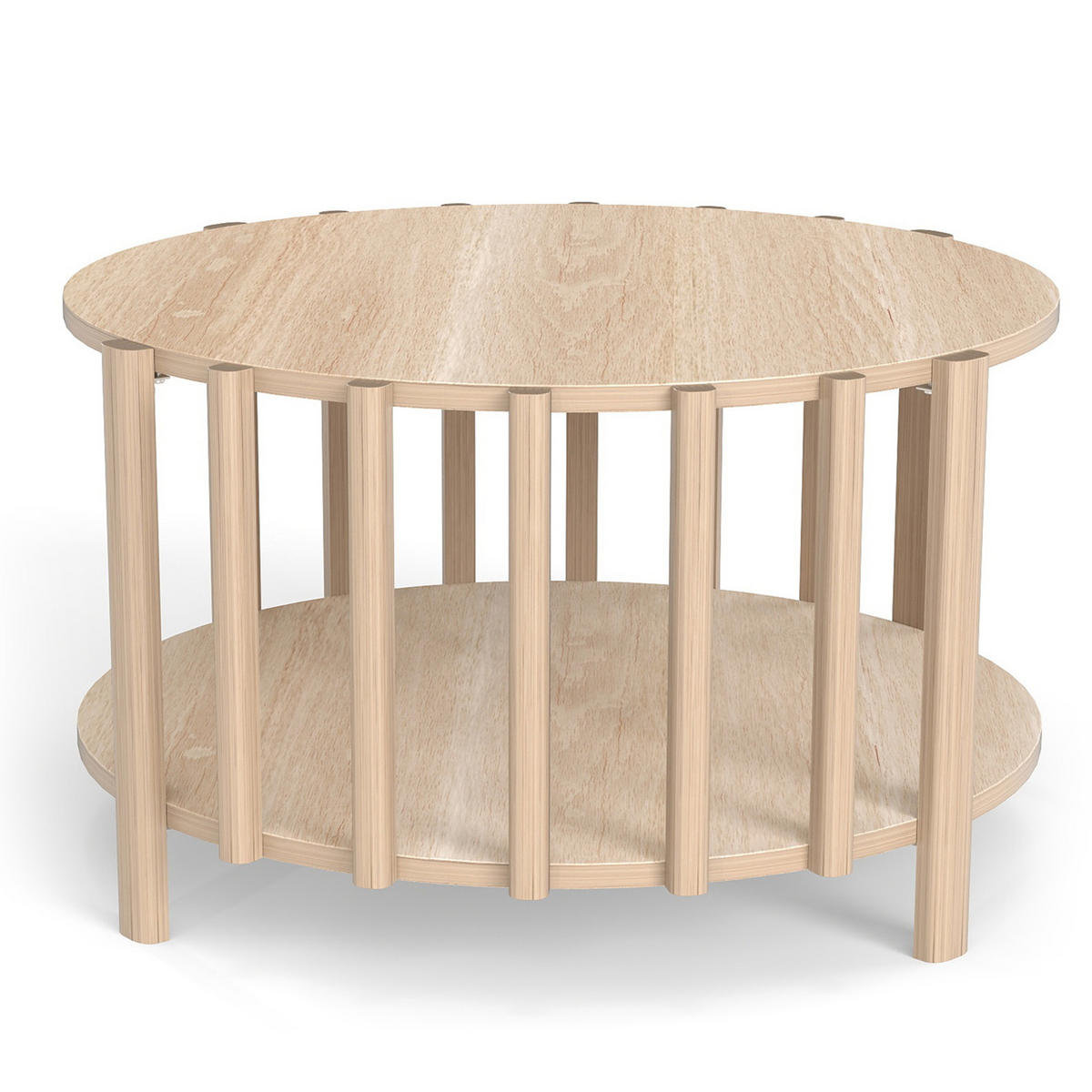 COUCHTISCH Runder Beistelltisch Ø 70 × 40 cm – Skandinavisch-minimalistisches Design, Holzoptik, Holzfarben - Naturfarben, Holzwerkstoff (70/74/40cm) - Ej. Life