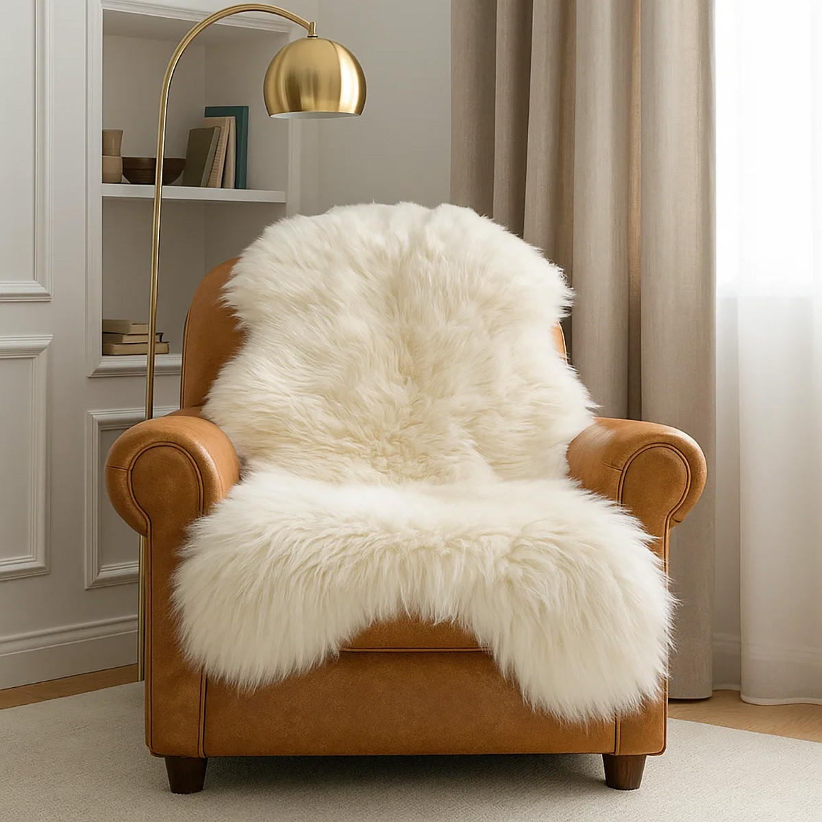 SCHAFFELL Öko Naturweiß Typ Eisbär 140 cm XXL - Weiß, Fell (70/140cm) - Provellus