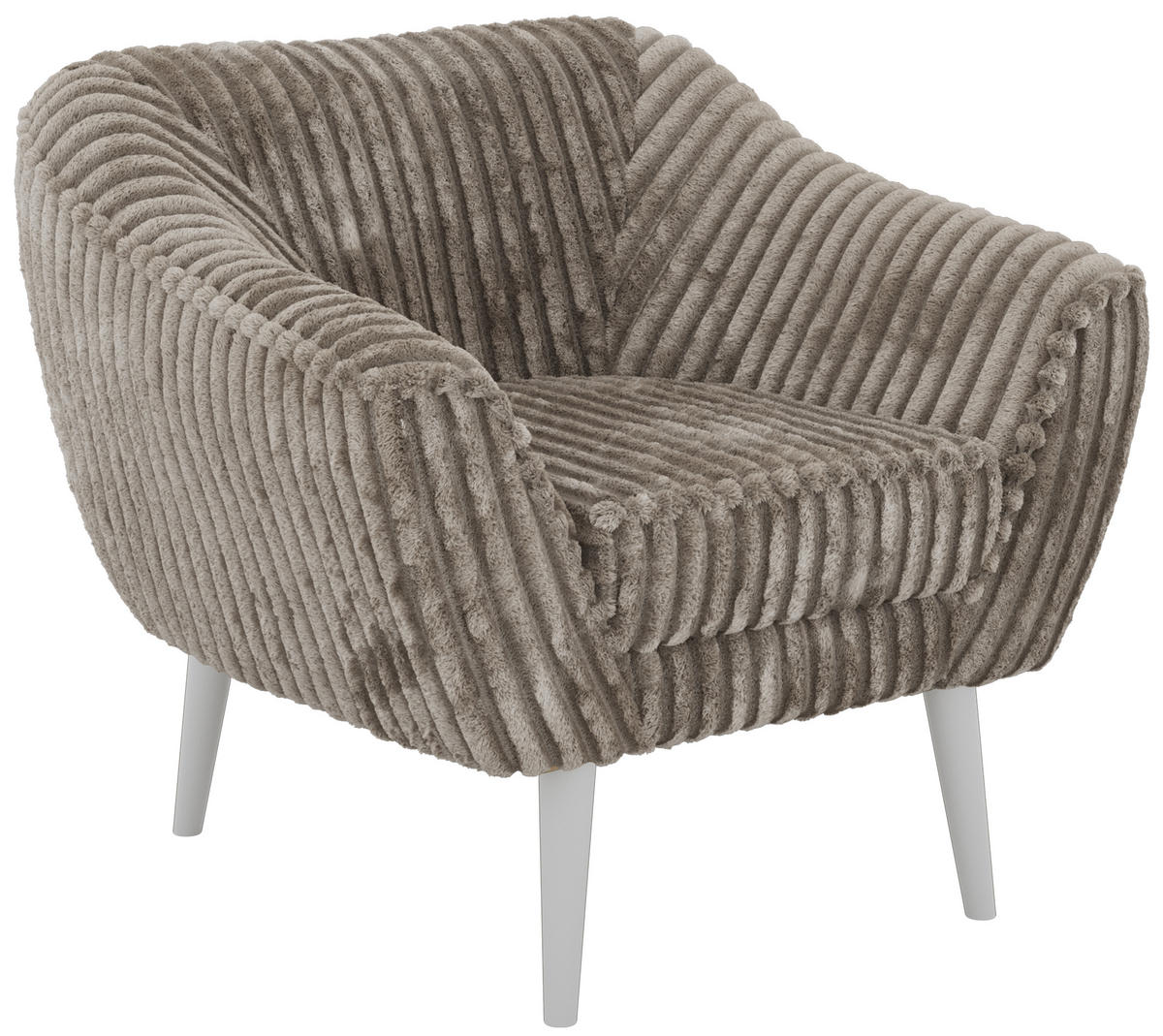 KŘESLO PIRS - Světle hnědá Manšestr - Bílé nohy - bílá/světle hnědá, kompozitní dřevo/textil (80/75/74cm) - MKS