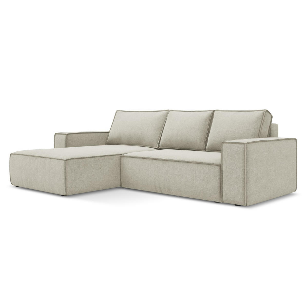 ECKSOFA mit Schlaffunktion Strukturstoff Stoff Beige - Beige/Creme, Kunststoff/Textil (185/290cm) - LaMiaSofa