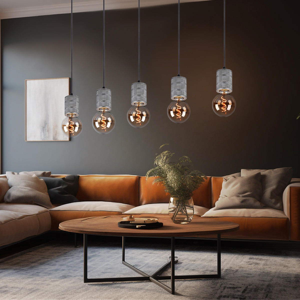 HÄNGELEUCHTE Silber Gemustert Höhenverstellbar - Silberfarben, Metall (115/10/120cm) - Globo Lighting