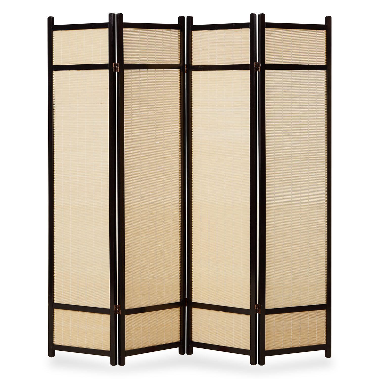 PARAVENT 4-tlg. 176/175 cm Schwarz Bambus - Schwarz, Holz (176/175/2cm) - Homestyle4u