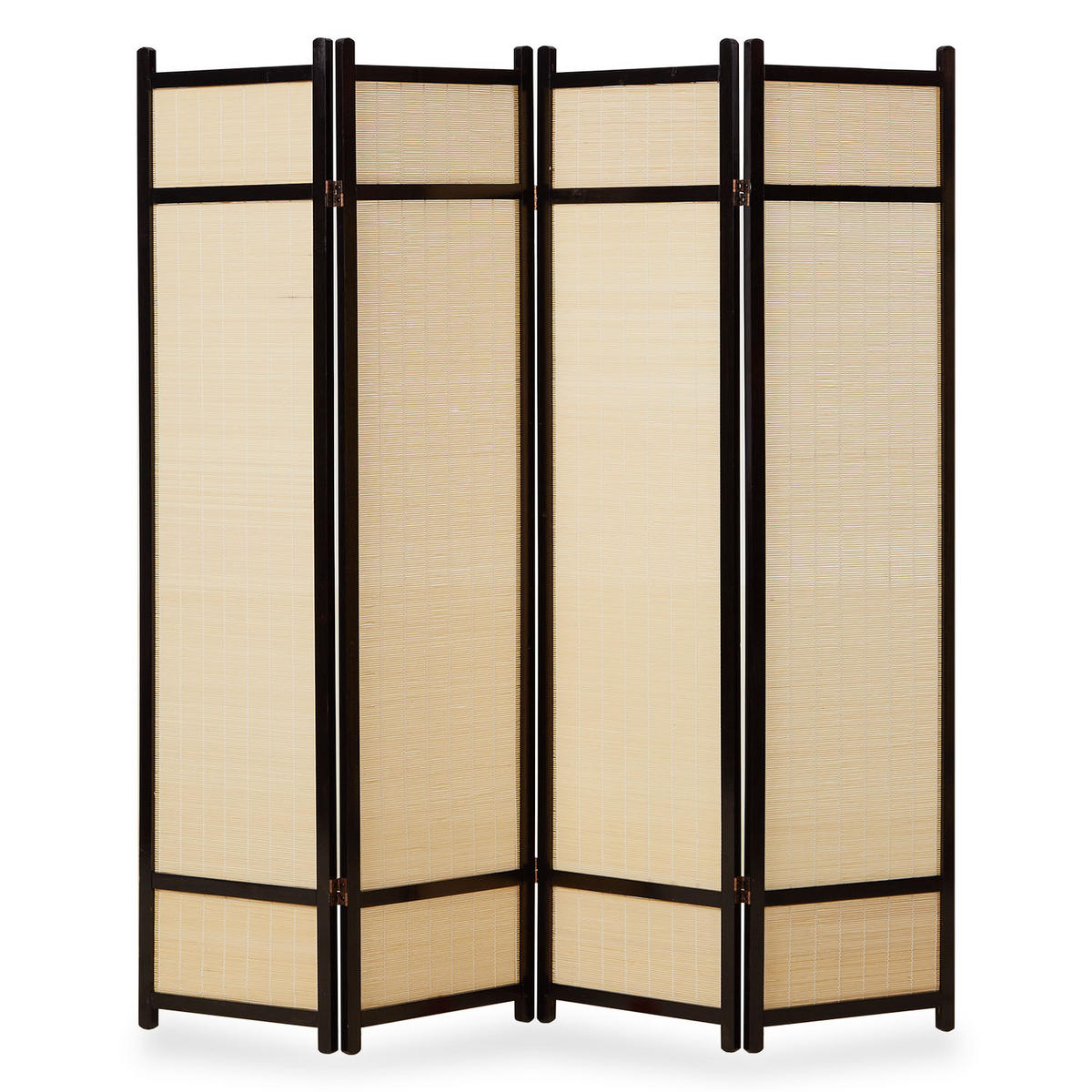 PARAVENT 4-tlg. 176/175 cm Schwarz Bambus - Schwarz, Holz (176/175/2cm) - Homestyle4u