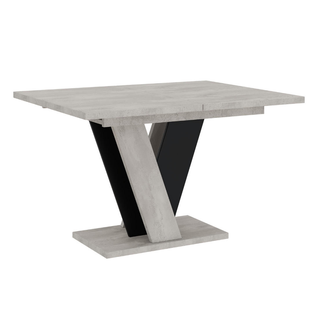 ESSTISCH Ausziehbar 120 - 160 cm Betonoptik und Schwarz - Schwarz/Grau, Holzwerkstoff (120/90/75cm) - PROSPERO