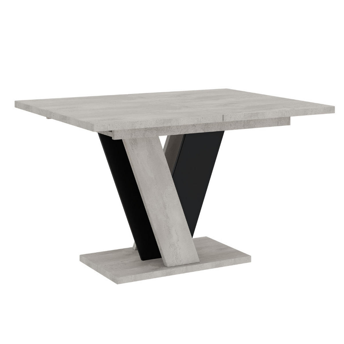 ESSTISCH Ausziehbar 120 - 160 cm Betonoptik und Schwarz - Schwarz/Grau, Holzwerkstoff (120/90/75cm) - PROSPERO