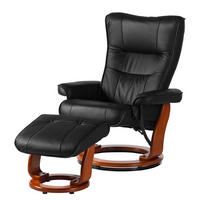 RELAXSESSEL - Echtleder / Kunstleder - Schwarz/Braun, Leder/Holz (82/105/84cm) - home24