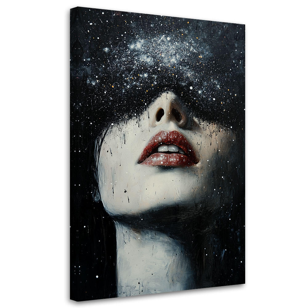 WANDBILD frau stern portrait abstraktion - Schwarz, Textil (80/120cm) - Feeby