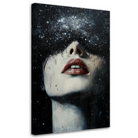 WANDBILD frau stern portrait abstraktion - Schwarz, Textil (80/120cm) - Feeby