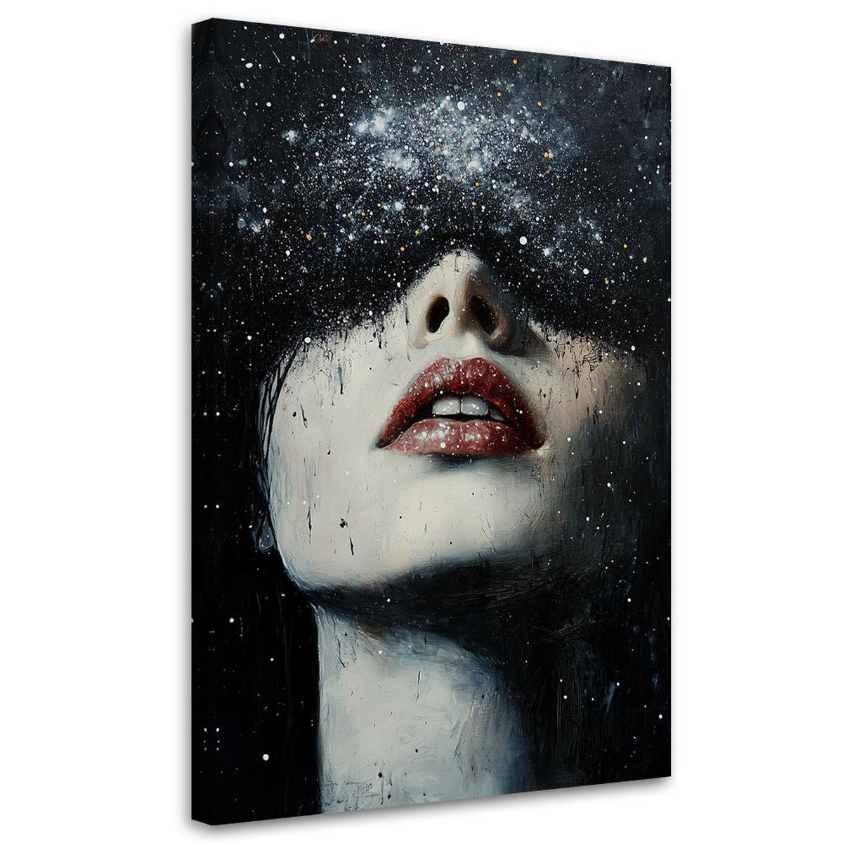 WANDBILD frau stern portrait abstraktion - Schwarz, Textil (80/120cm) - Feeby