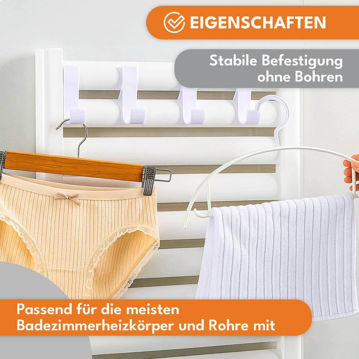 HAKEN 2er-Set - Weiß, Kunststoff (2/5/5cm) - KRUMAD