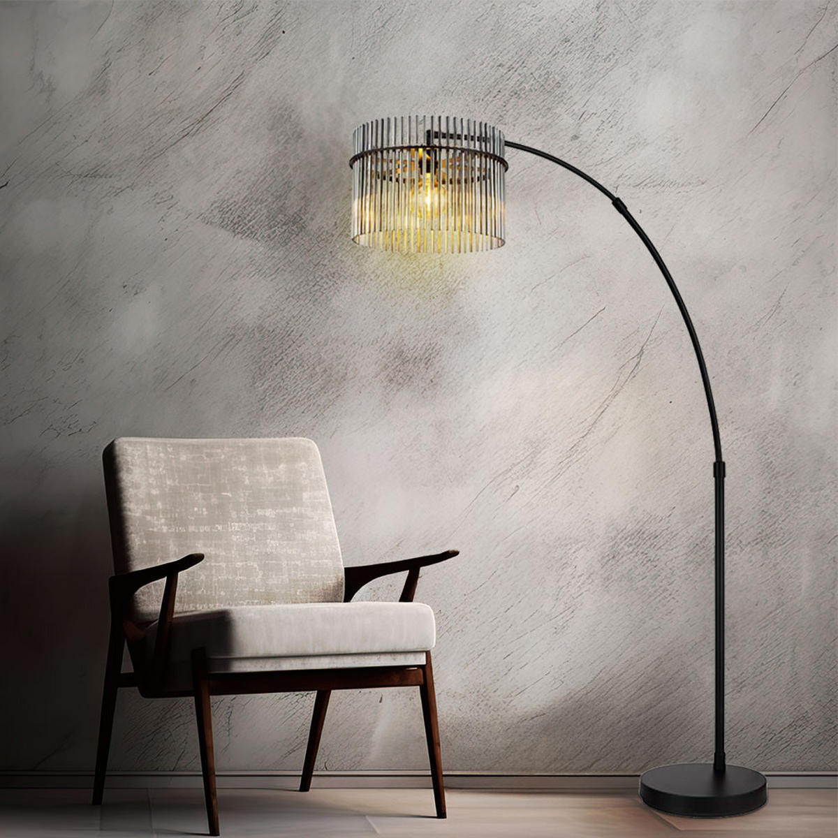 LED STEHLEUCHTE Glas Grau Rauchoptik - Grau, Glas (120/38/185cm) - Globo Lighting