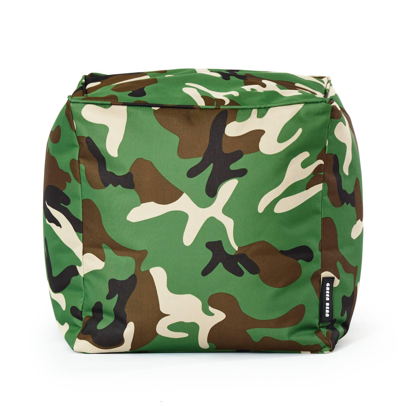 SITZSACK-HOCKER Pouf "Cube" 40x40x40cm - Braun/Grün, Textil (40/40/40cm) - Green Bean