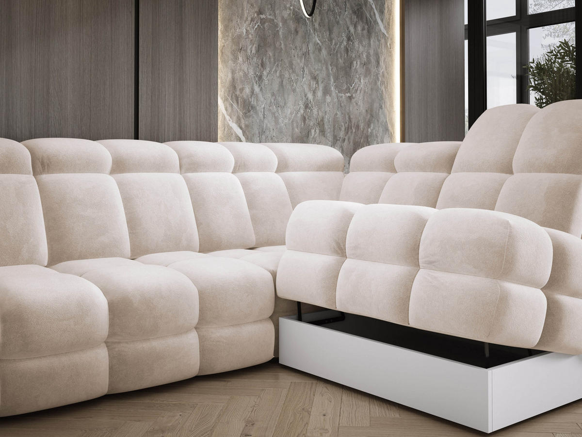 ECKSOFA TOLLO Salvador-stoff U-form 400x217x105 cm creme - Creme, Holz/Textil (400/217cm) - DomoHome