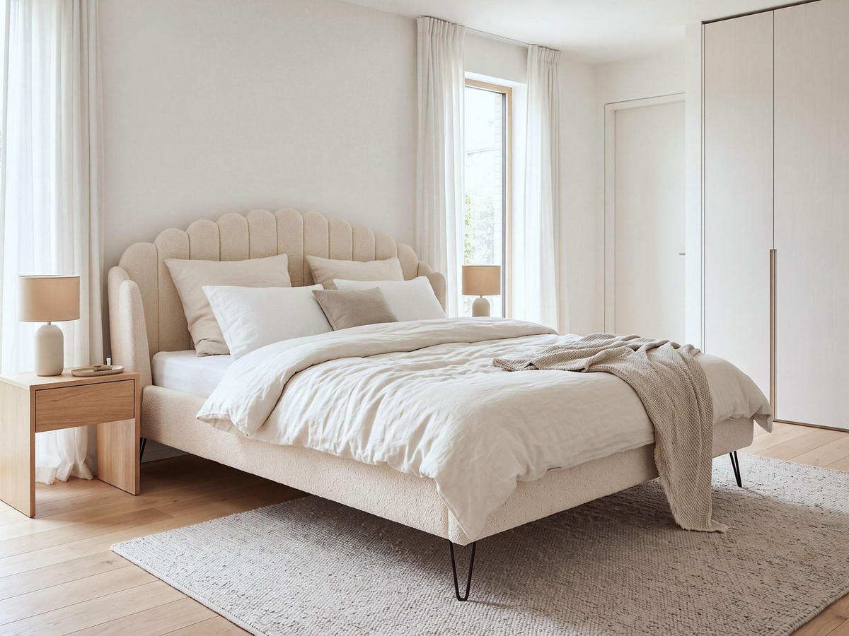 POLSTERBETT mit Lattenrost 180x200 cm Beige Ambillou - Beige, Textil (180/200cm) - Beliani