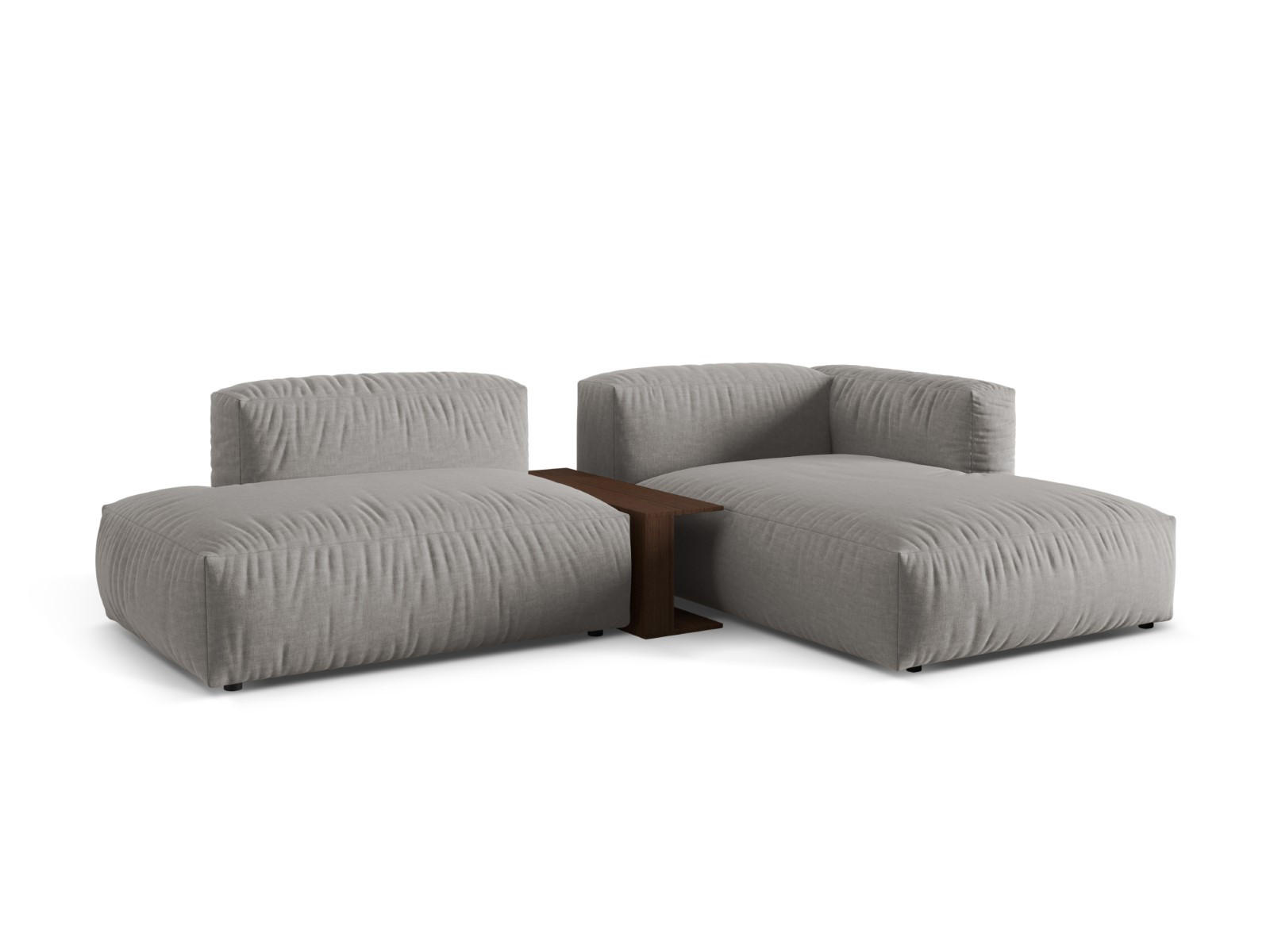 ECKSOFA modular rechts Martina aus strukturiertem Stoff hellgrau 2 Sitzplätze - Hellgrau, Textil (176/285cm) - Micadoni
