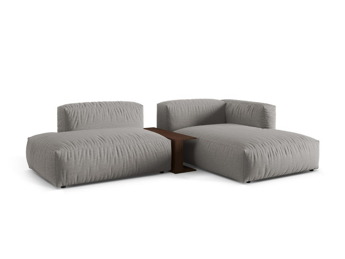ECKSOFA modular rechts Martina aus strukturiertem Stoff hellgrau 2 Sitzplätze - Hellgrau, Textil (176/285cm) - Micadoni