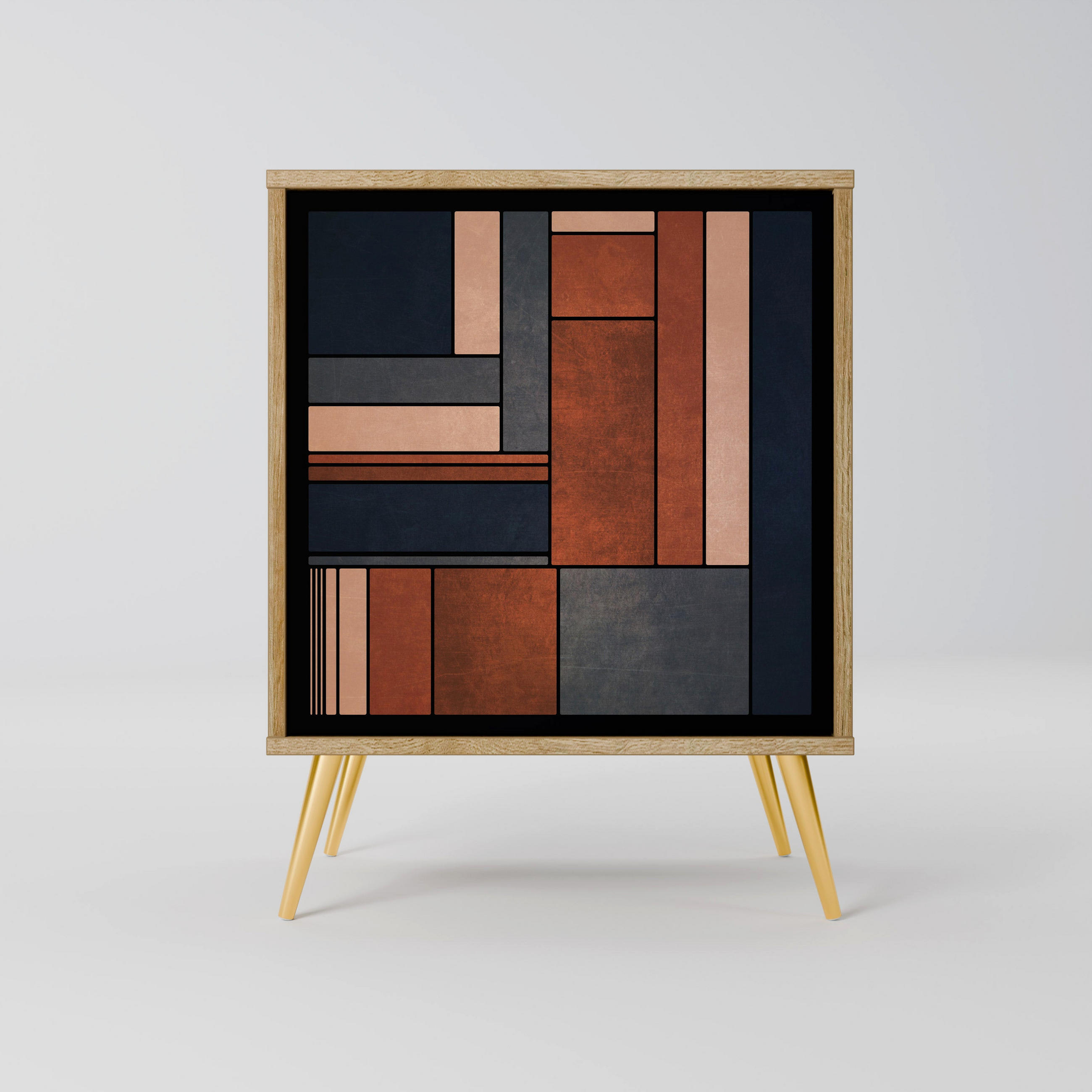SIDEBOARD INTREPID FORMATION, Eichefarben, 57,5x42x75,5 cm, Goldfarbene Metallfüße - Eichefarben/Goldfarben, Holzwerkstoff/Metall (57.5/75.5/42cm) - SpaceRebels