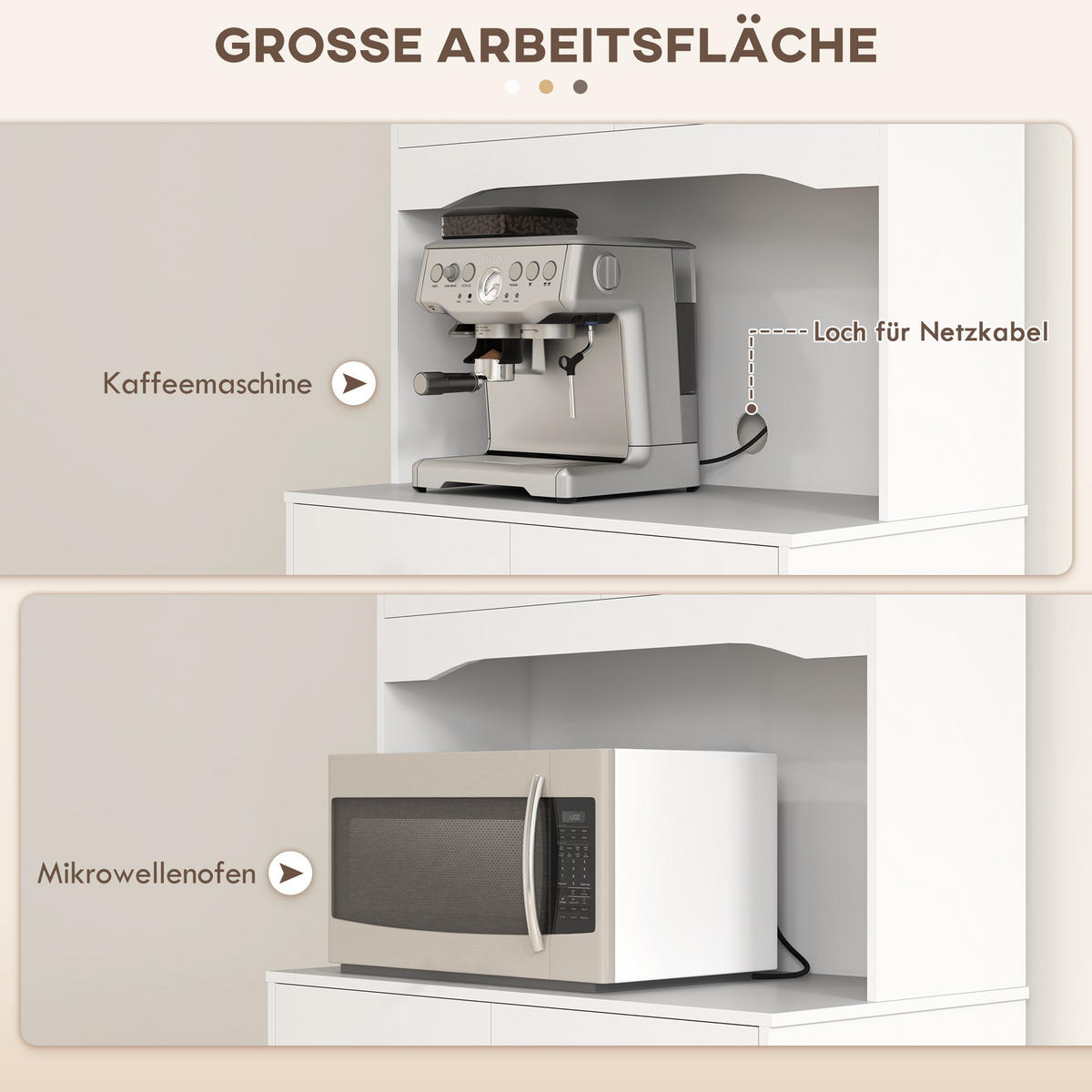KÜCHENSCHRANK Hochschrank mit Mikrowellenregal, 2 Schränken für Wohnzimmer - Schwarz/Weiß, Holzwerkstoff/Kunststoff (40/172/74.5cm) - HOMCOM