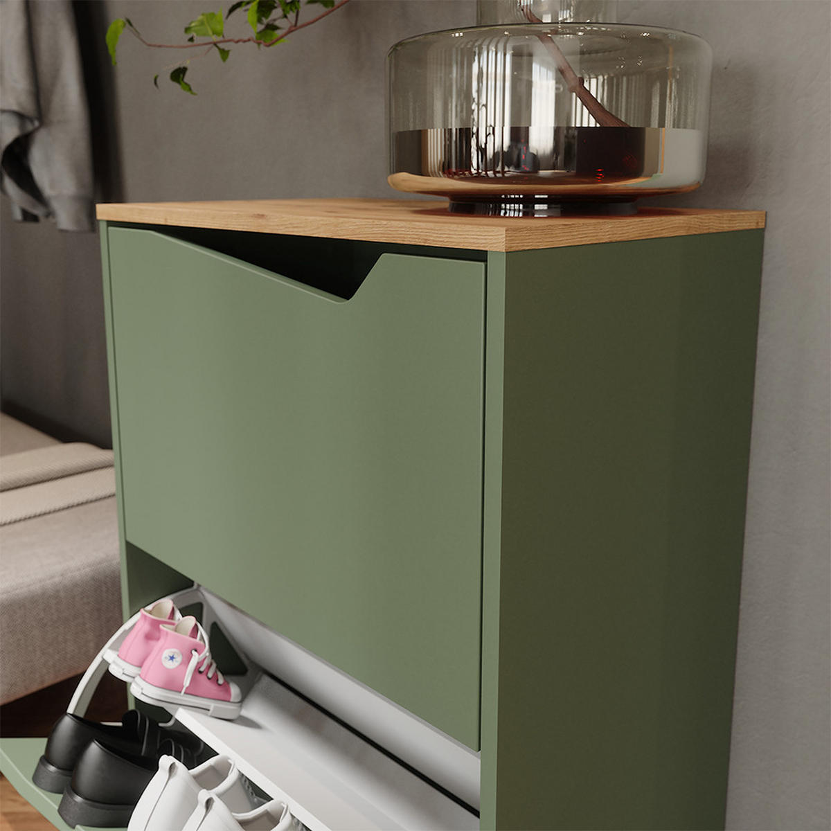 BOTNÍK NA BOTY Marelle Zelená/umělecká - světle šedá/zelená barva, kompozitní dřevo (60/91.6/38cm) - Vicco