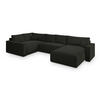 WOHNLANDSCHAFT VELAMI L-S Schwarz Velours-Stoff mit Schlaffunktion - Schwarz, Holz (365/83/194cm) - MASSENO