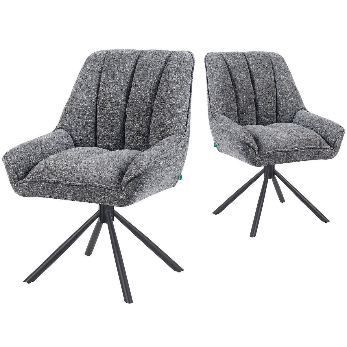 DREHSTUHL Mika-Mira 2er-Set - Schwarz/Grau, Textil/Metall (60/88/68cm) - DUBI Möbel