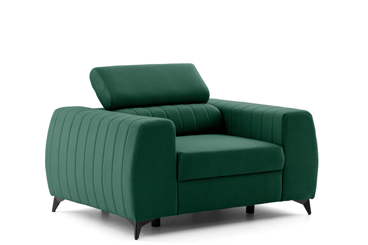 SESSEL PIERO mit verstellbare Kopfstütze Velours Dunkelgrün - Dunkelgrün/Schwarz, Holz/Textil (130/90/100cm) - Muffo