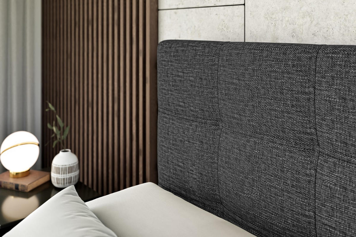 BOXBETT mit Matratze H3 und Lattenrost - MARCE - 90x200 - Rechts Dunkelgrau - Dunkelgrau, Holzwerkstoff (90/200cm) - ALTDECOR