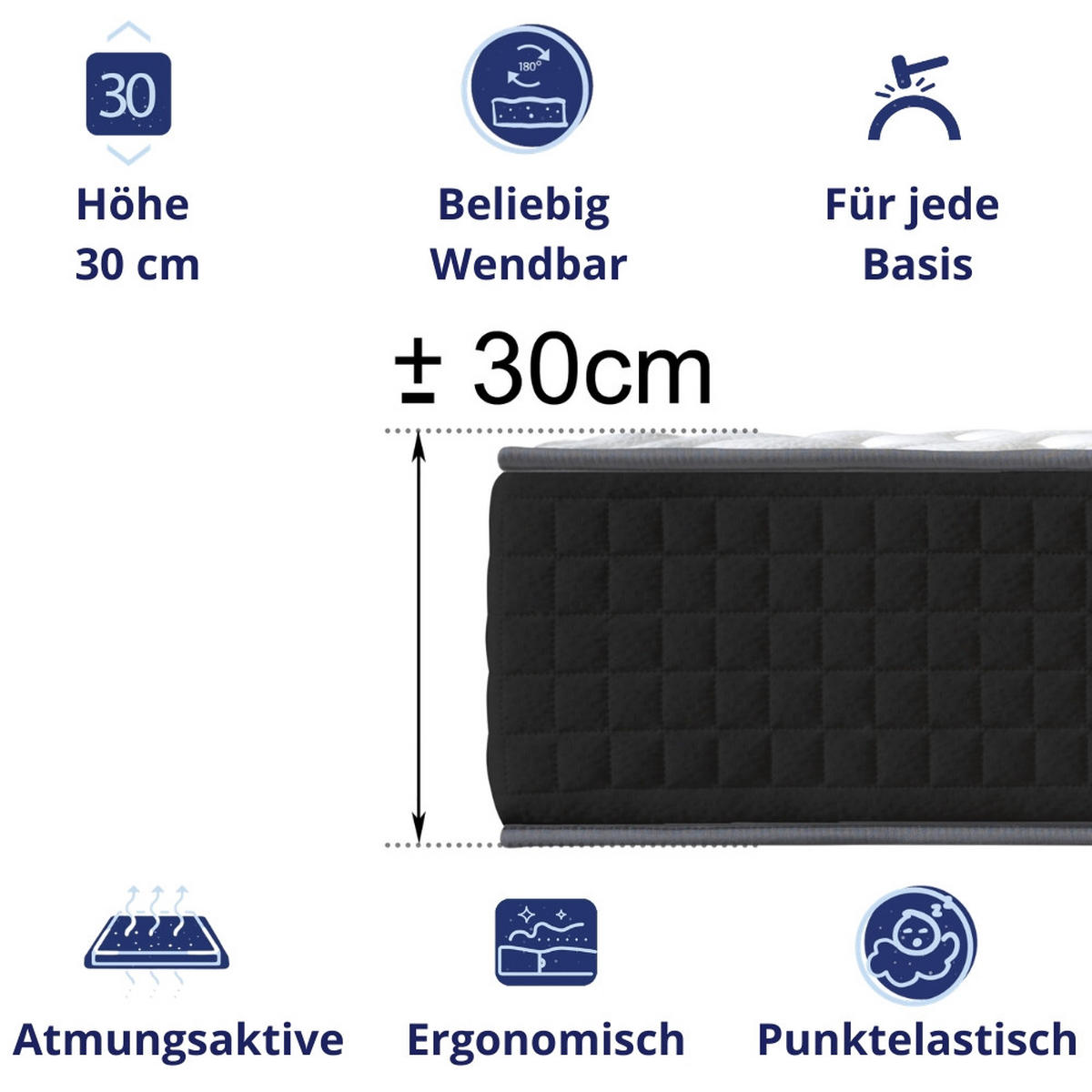 KALTSCHAUMMATRATZE Serenity H3/H4 90x190 - Weiß, Textil (90/190cm) - Dagostino Home