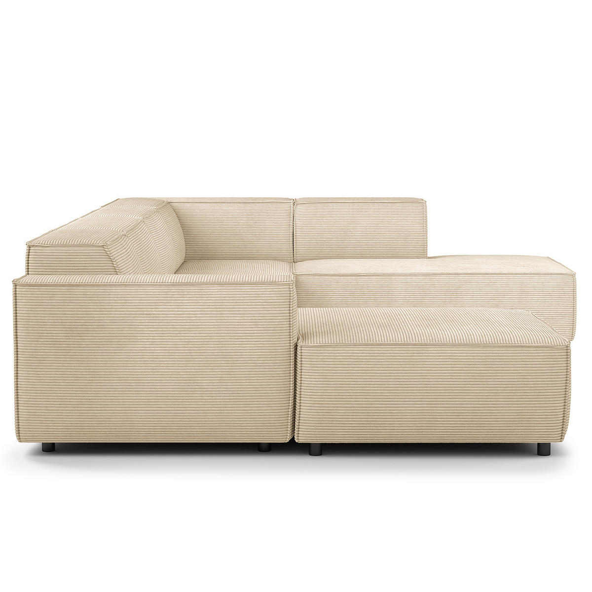 WOHNLANDSCHAFT mit Longchair & Ottomane - Beige/Schwarz, Kunststoff/Textil (369/70/234cm) - home24