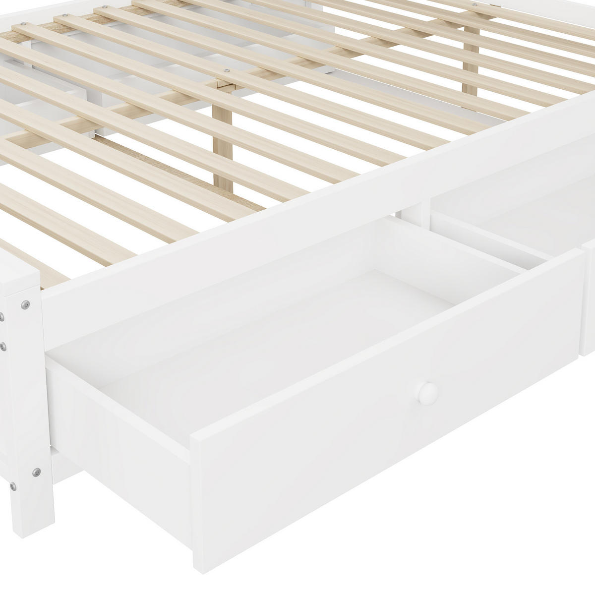 BETT mit Bettkasten 140/200 cm in Weiß – inkl. Lattenrost und 4 Schubladen - Weiß, Holz (140/200cm) - BEAOK