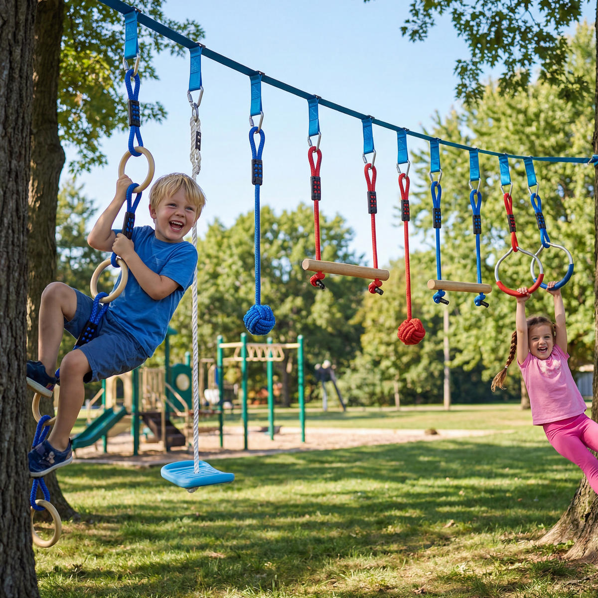 NINJA-WARRIOR 9er Set Kunststoff Holz Mehrfarbig - Multicolor, Kunststoff (5/1000cm) - AIYAPLAY