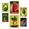POSTER Set Mit 6 Ausgewogene Ernährung Vollfarbige Plakate Von Obst, Gemüse & Gesunden Lebensmitteln Im Urban Art Stil A3 & A4 Rahmen Aus Hellem Holz - Beige, Papier (29/3cm) - Nacnic