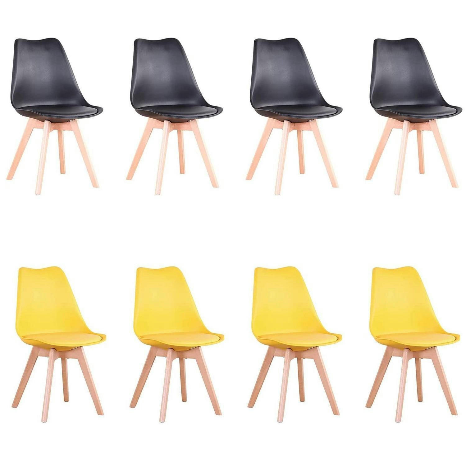 ESSZIMMERSTUHL 8er Set Massivholzbeine abnehmbares Stuhlkissen Schwarz+Gleb - Multicolor, Kunststoff (49/83/42cm)