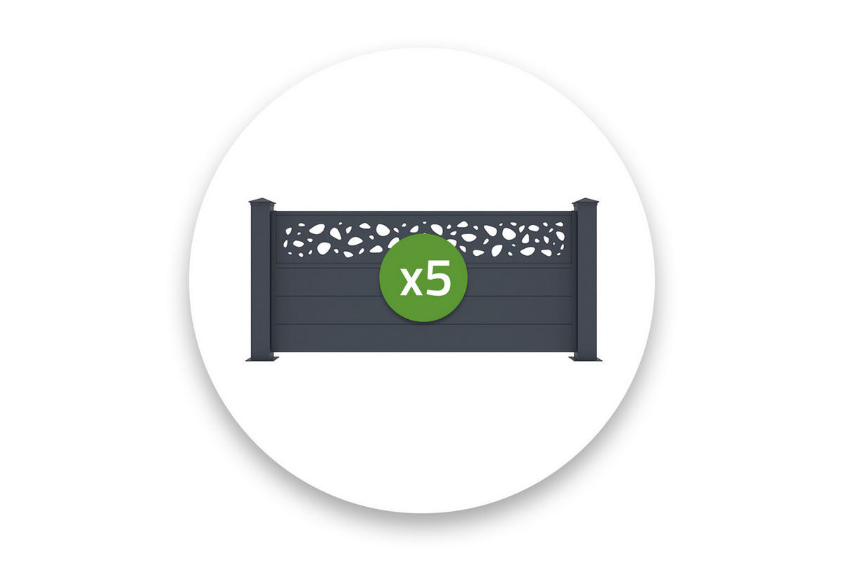 VORGARTENZAUN 5er-Set Sunny grau 1,9m H.90cm aluminium - Grau, Metall (775/89cm) - Casanoov