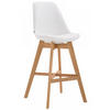 BARHOCKER Lederlook weiß - Eukalyptusholzfarben/Weiß, Holz/Textil (48/112/56cm) - CLP