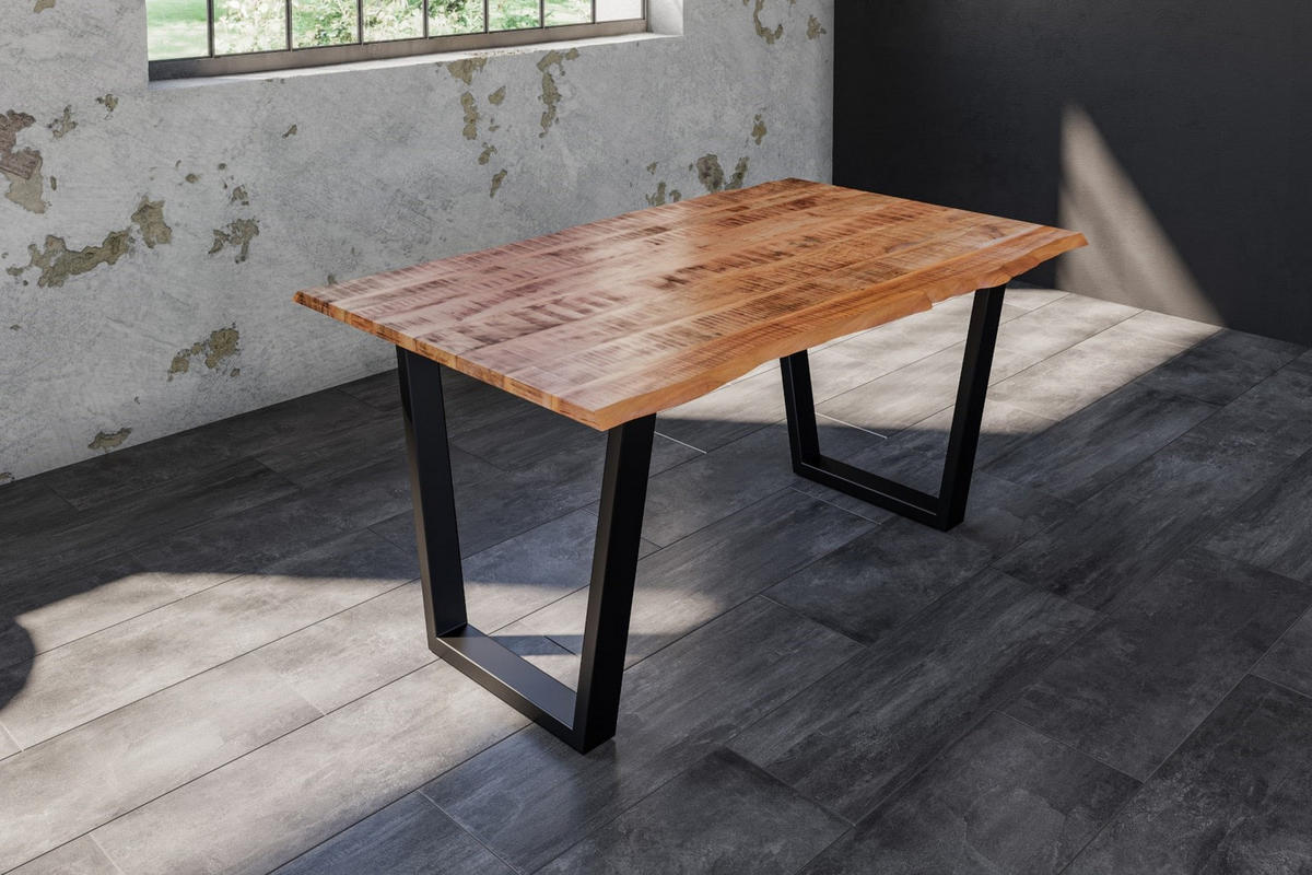 ESSTISCH DORA V - Beige/Schwarz, Holz/Metall (85/160/77cm) - SAM