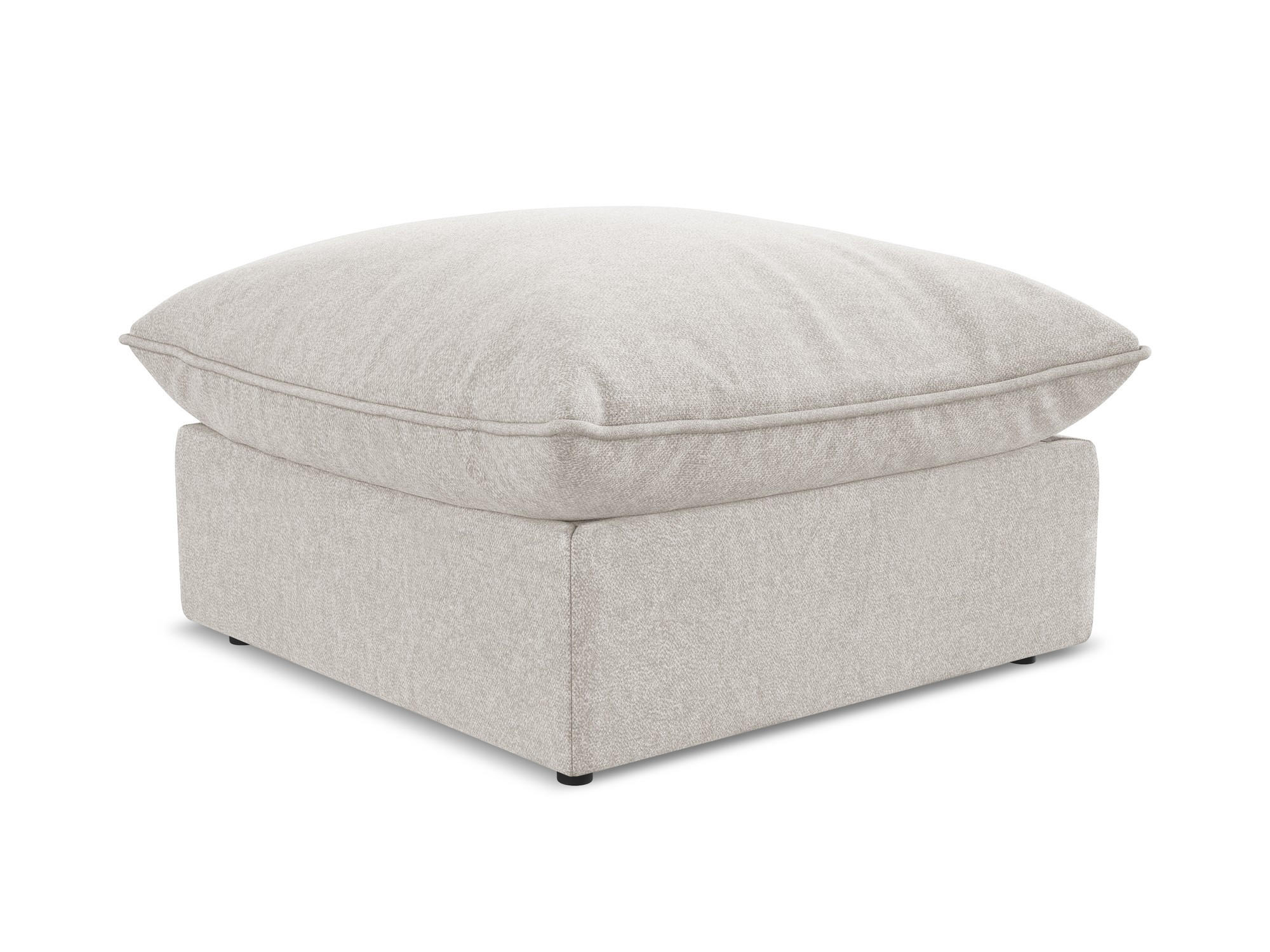 POUF Samt Stoff Beige - Hellbraun/Schwarz, Holzwerkstoff/Kunststoff (75/45/75cm) - Makamii