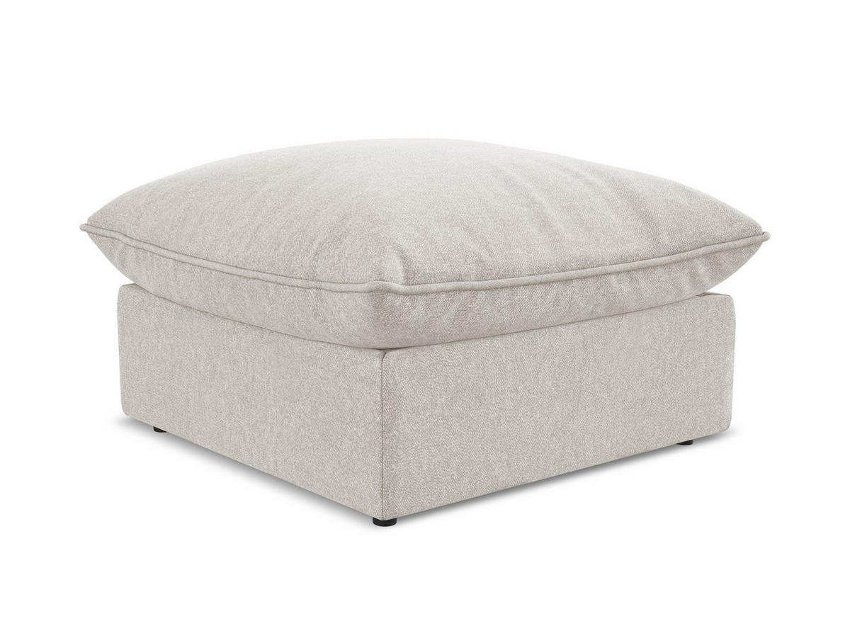 POUF Samt Stoff Beige - Hellbraun/Schwarz, Holzwerkstoff/Kunststoff (75/45/75cm) - Makamii