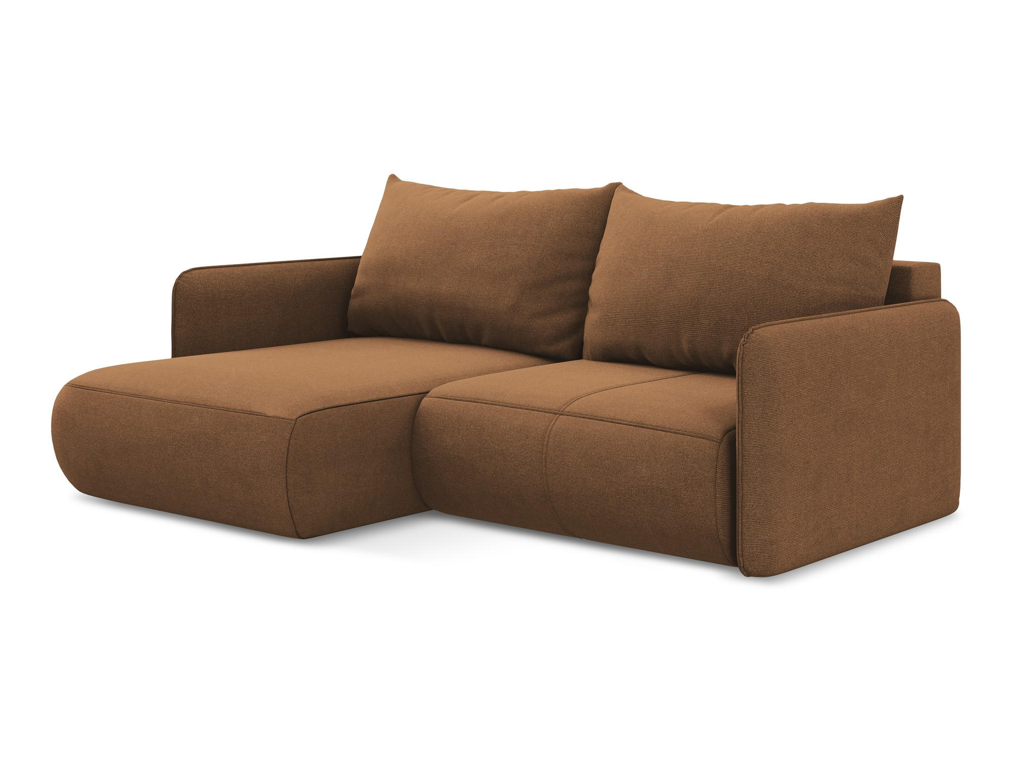 ECKSOFA mit Schlaffunktion Strukturstoff Stoff Orange - Terra cotta/Schwarz, Kunststoff/Textil (148/207cm) - Makamii