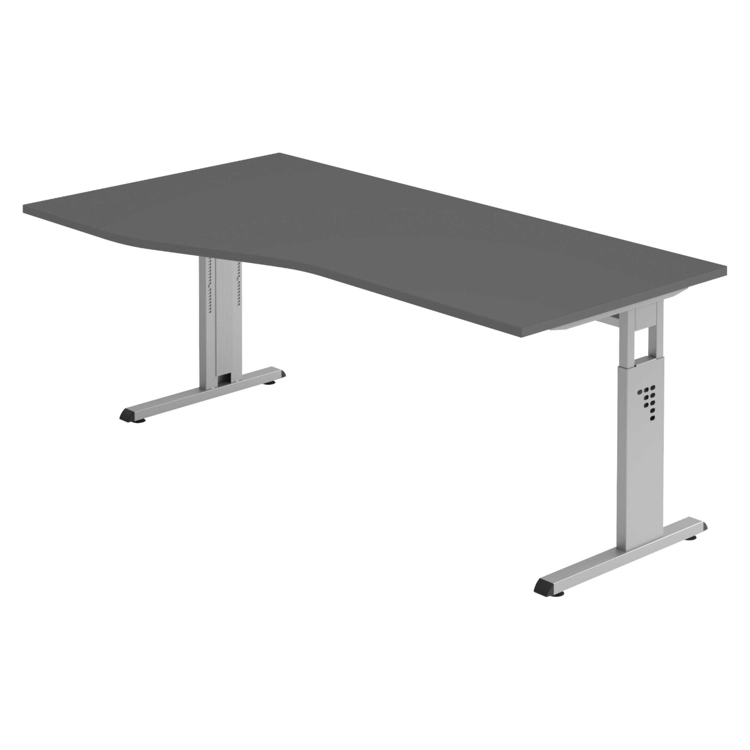 SCHREIBTISCH Serie-O 100/180/74 cm in Graphitfarben/Silberfarben - Silberfarben/Graphitfarben, Holzwerkstoff (100/180/74cm) - bümö